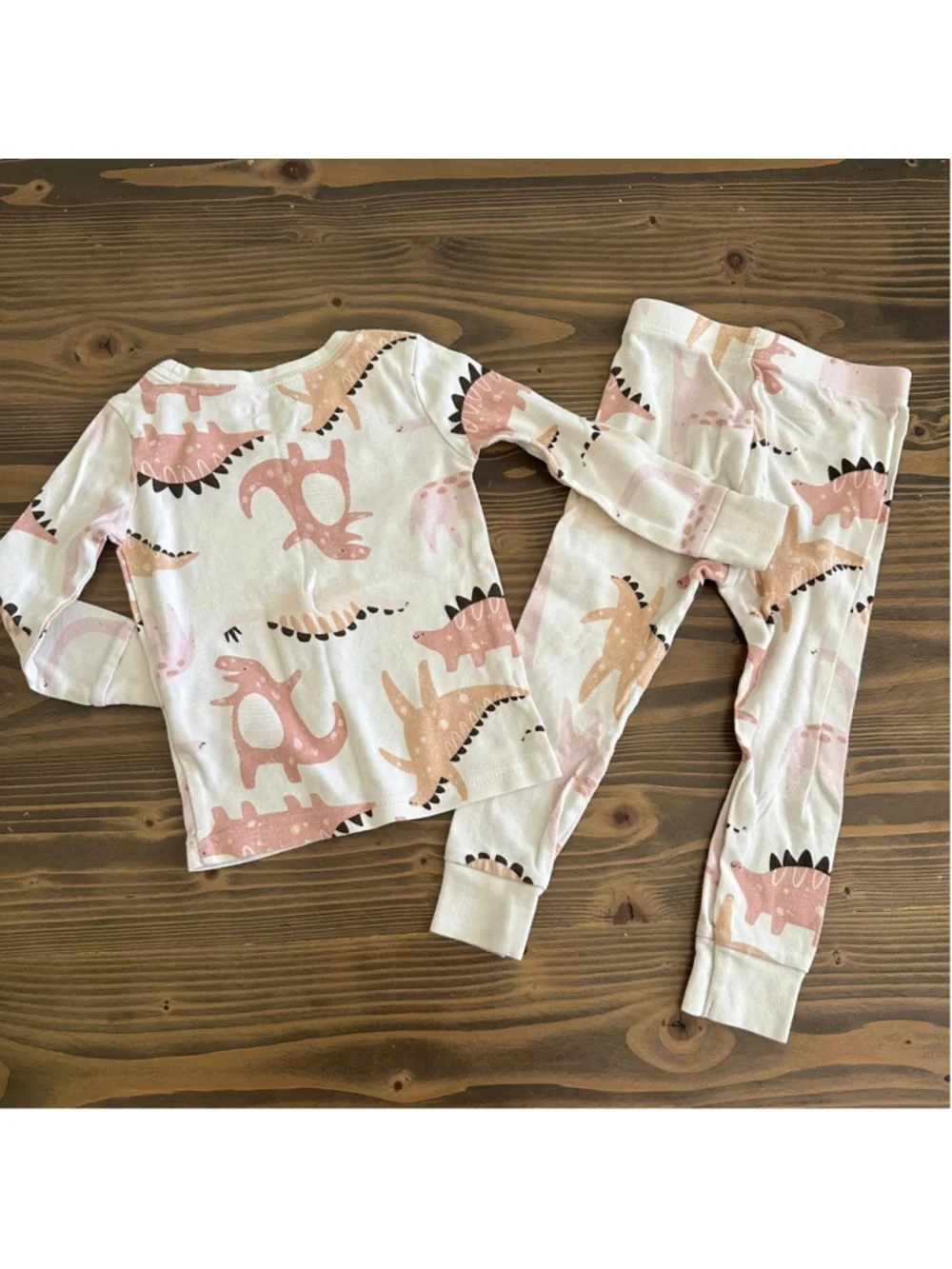 Girls Old Navy Dinosaur Print Pajama Set White Pink Size 2T